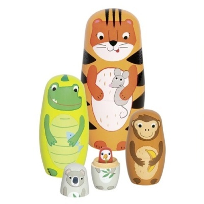 Matrioskas Tigre Tavi e Seus Amigos em Madeira
