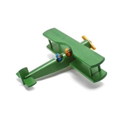 Avião em Madeira Dupla Asa Verde
