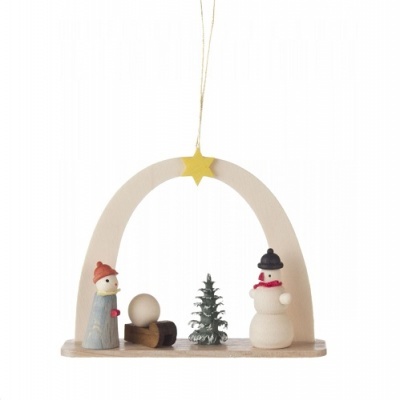 Enfeite para Árvore de Natal - Criança c/ Boneco de Neve