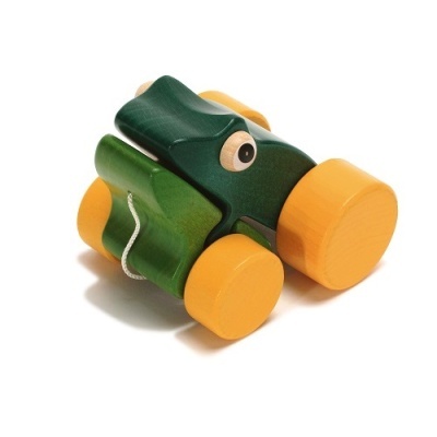 Rã para puxar em madeira Verde Pequena