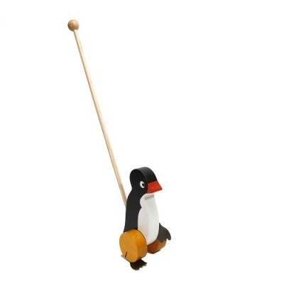 Pinguim de Empurrar em madeira