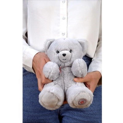 Urso de Peluche Francês Articulado Cinza 25cm