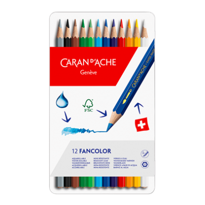 Lápis de Cor Caran D'Ache Fancolor Aguareláveis- Caixa de 12