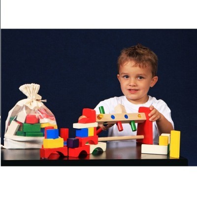 Saco com Blocos de Madeira - 30 Peças