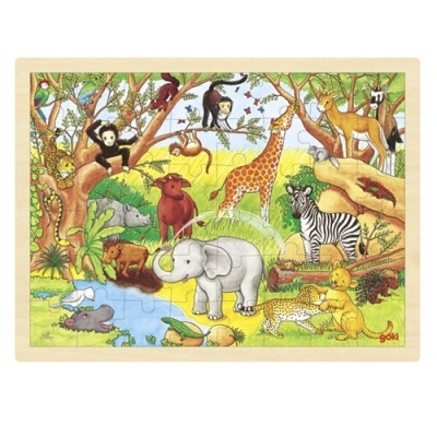 Puzzle 48 peças em madeira -  Animais Africanos