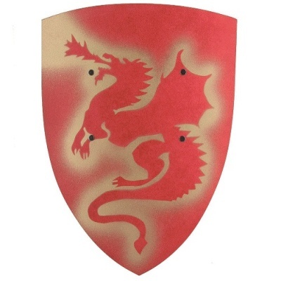 Escudo Dragão em Madeira Vermelho