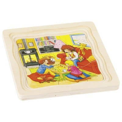 Quebra-cabeças infantil com imagem de crianças a jogar xadrez