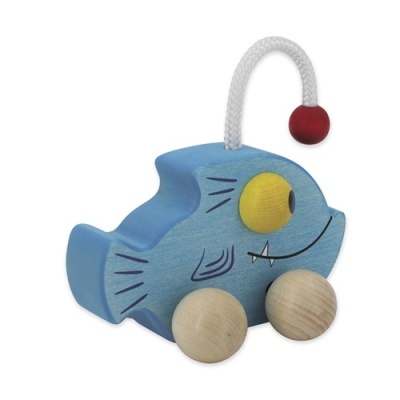 Peixe Pescador Carro em Madeira