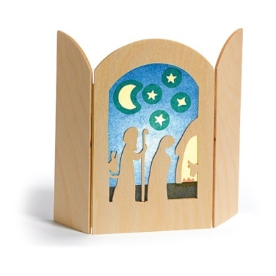 Silhueta Chegada ao Estábulo em Madeira Ostheimer (Enfeite de Natal)