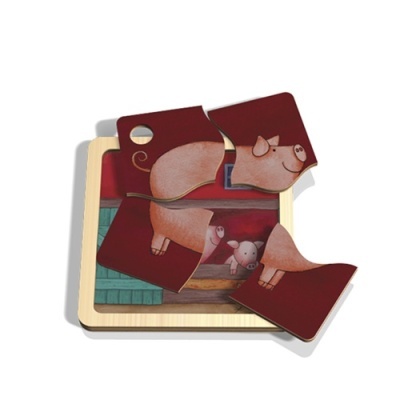 Puzzle em Madeira 4 peças - Porco
