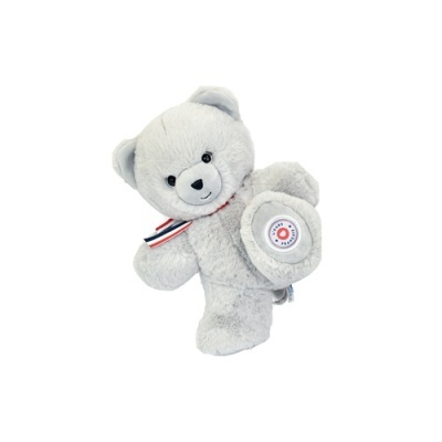 Urso de Peluche Francês Articulado Cinza 25cm