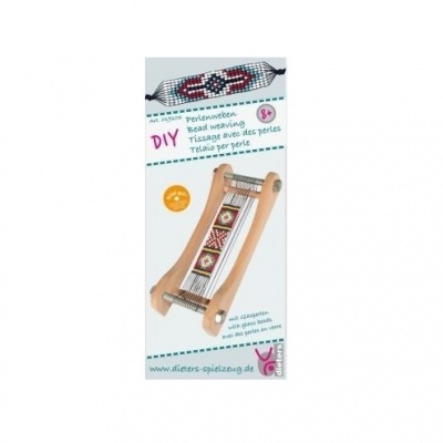 Kit DIY tear de contas coloridas de madeira em embalagem branca e azul claro