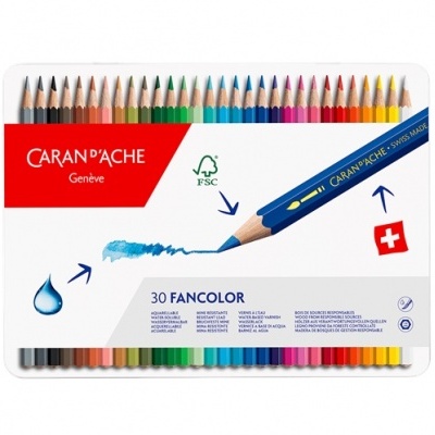 Lápis de Cor Caran D'Ache Fancolor Aguareláveis- Caixa de 30