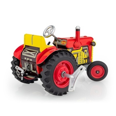 Trator Zetor c/ Atrelado em Metal Vermelho c/ Corda (Jantes de Plástico)