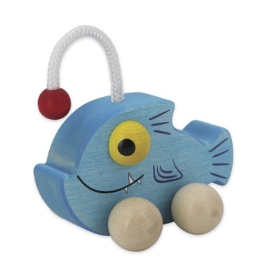 Peixe Pescador Carro em Madeira