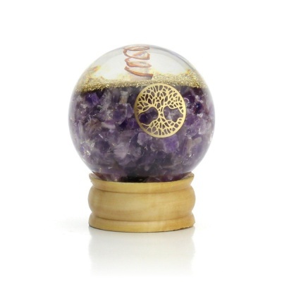 Esfera de Orgonite Árvore da Vida e Ametista