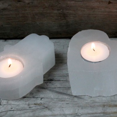 Castiçal de Selenite Coração