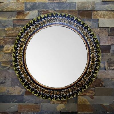 Espelho Mandala Pintado à Mão 40cm