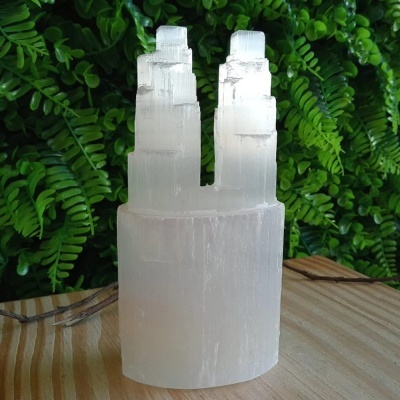 Candeeiro de Selenite Dupla Torre Candeeiro de Selenite Dupla Torre
