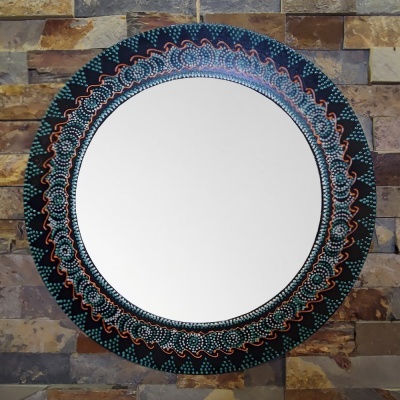 Espelho Mandala Pintado à Mão 40cm
