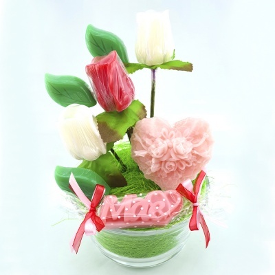 Botão de Rosa 3D em Sabonete