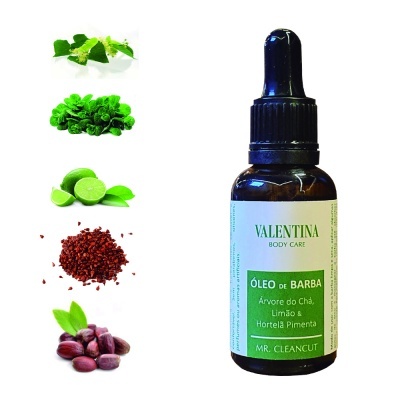 Óleo Natural Para Barba Arvore do Chá, Menta & Limão