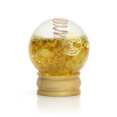 Esfera de Orgonite Árvore da Vida e Quartzo Amarelo