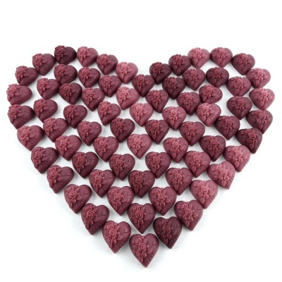 Coração com rosas LOVE em sabonete