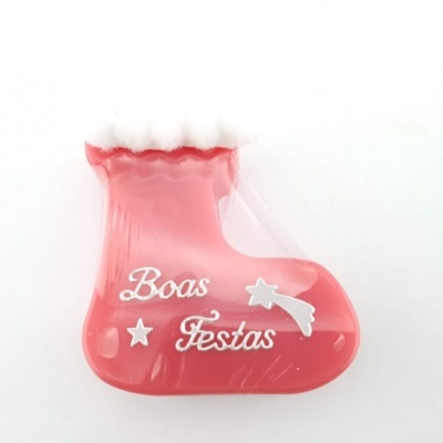 Meia de Natal cor-de-rosa com texto 