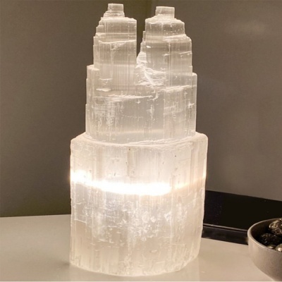 Candeeiro de Selenite Dupla Torre Candeeiro de Selenite Dupla Torre