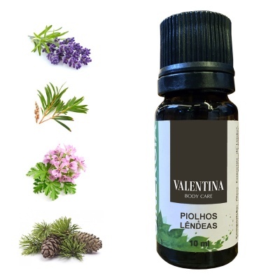 Frasco pequeno de óleo essencial Valentina Body Care para piolhos e lêndeas