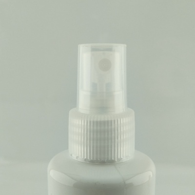 Frasco de plástico branco com tampa de spray translúcida