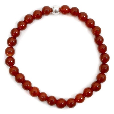 Pulseira de bolas castanho-avermelhadas com uma bola prateada