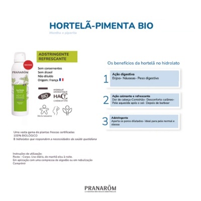 Hidrolato de Hortelã-Pimenta em Spray Bio - Pranarom