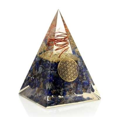 Pirâmide Orgonite Flor da Vida com Lapis-Lázuli