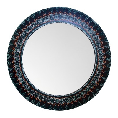 Espelho Mandala Pintado à Mão 40cm