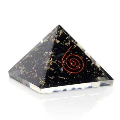 Pirâmide Orgonite Espiral com Turmalina Negra