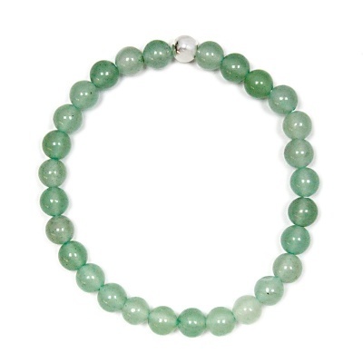 Pulseira de Aventurina Verde Com Pérola de Prata