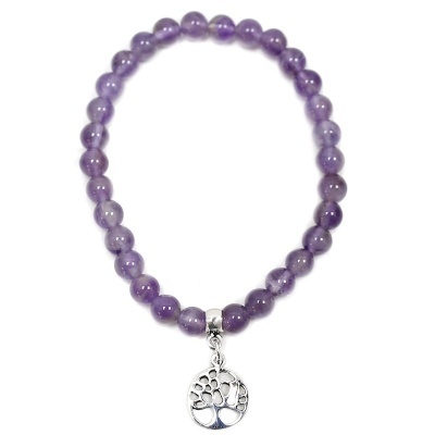 Pulseira de Ametista Com Árvore da Vida de Prata