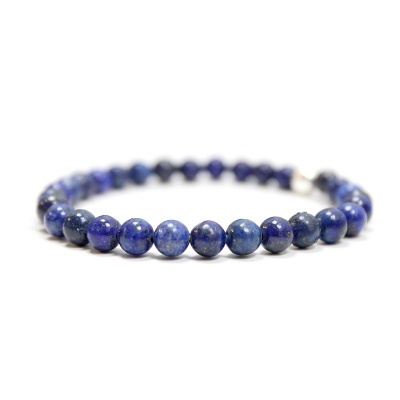 Pulseira de Lápis-Lazúli Com Pérola de Prata