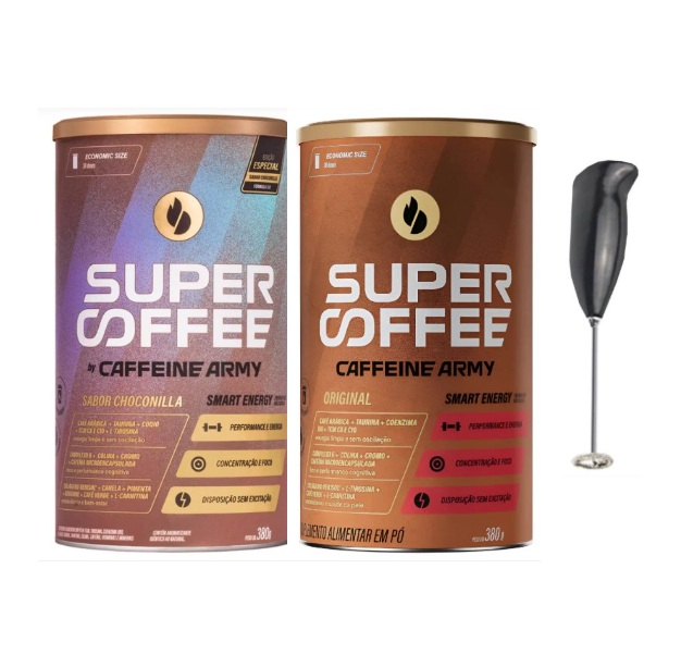Kit&#x20;2&#x20;Caffe&#x00ED;na&#x20;Army&#x20;SuperCoffee&#x20;Tradicional&#x20;&#x2B;&#x20;Choconilla&#x2B;&#x20;Mini&#x20;Mixer&#x2705;PRONTA&#x20;ENTREGA