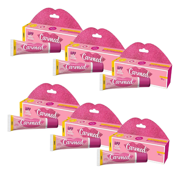 Kit 6 Unidades Hidratante Labial Carmed Bff Rosa Glitter 10g - ✅PRONTA ENTREGA
