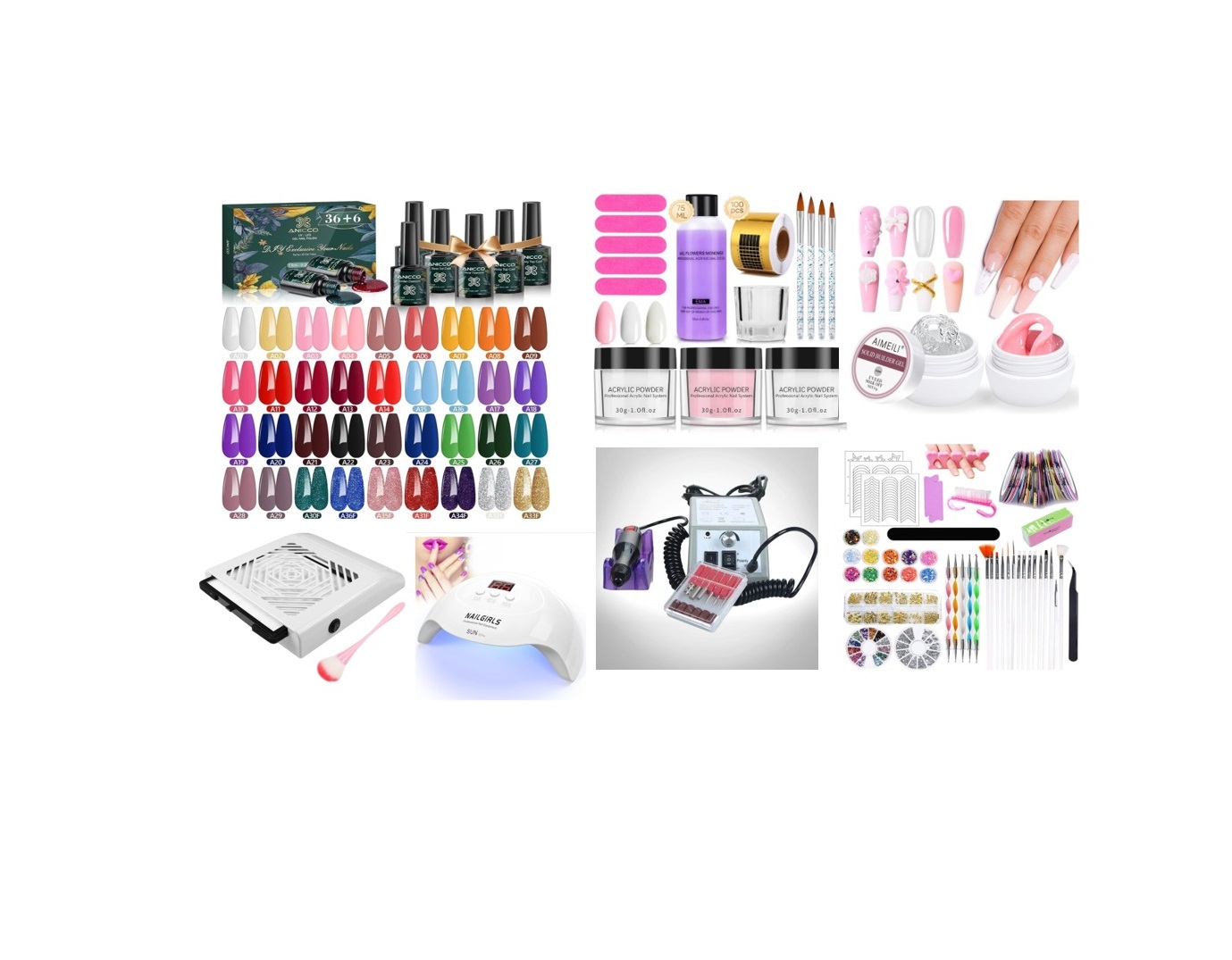 Kit Unhas em Gel e Acrílico Profissional Completo 7 em 1 ✅PRONTA ENTREGA