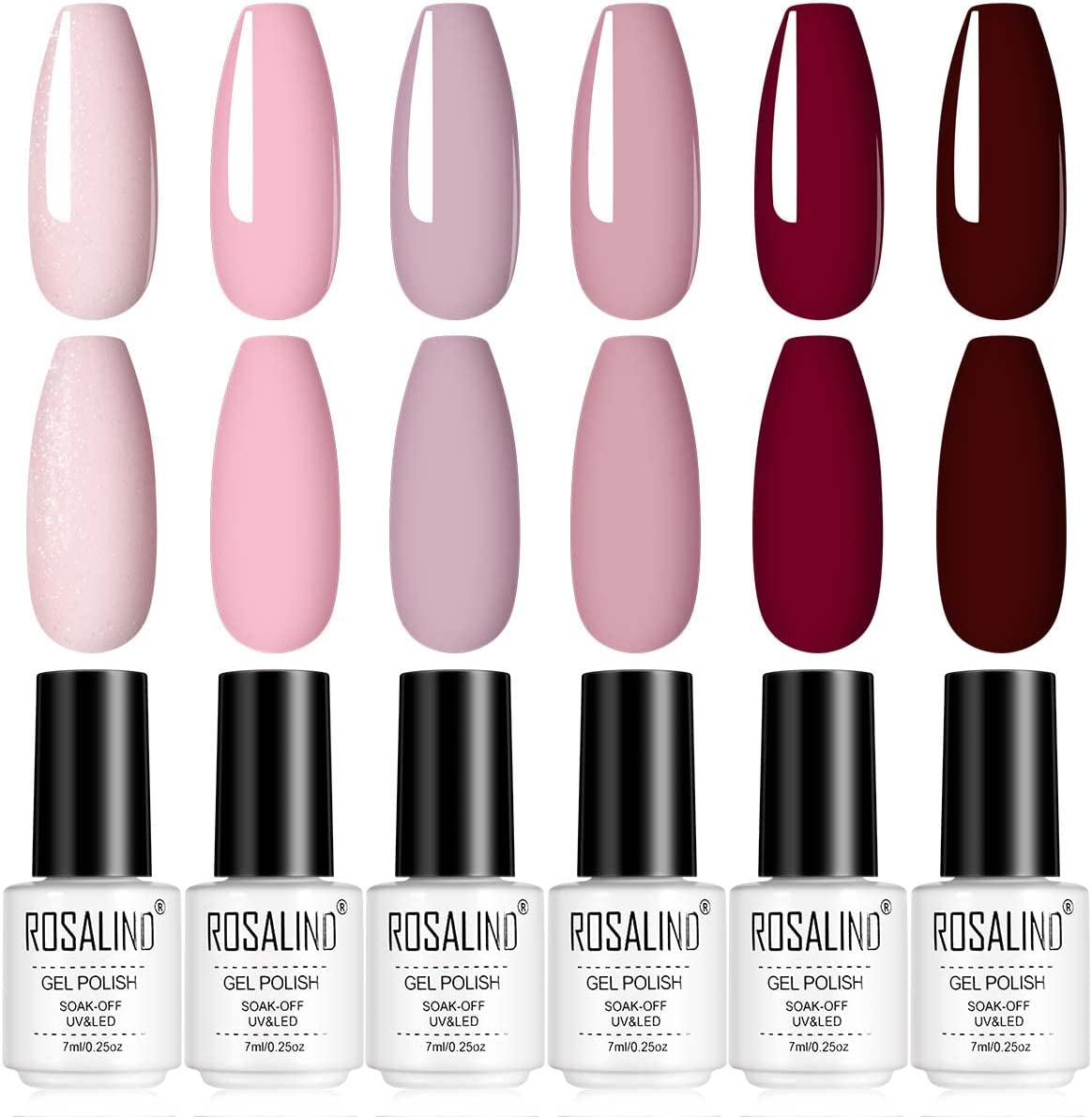 6&#x20;Vernizes&#x20;em&#x20;Gel&#x20;S&#x00E9;rie&#x20;Vermelho&#x20;Nu&#x20;e&#x20;Rosa