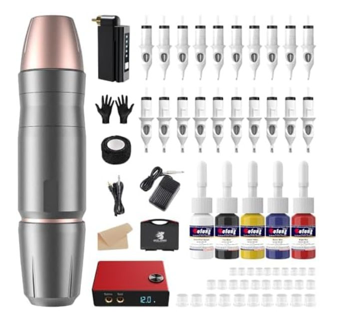 Kit Tattoo Máquina Modo Duplo Cabo/sem Fio, Design Ergonómico ✅PRONTA ENTREGA