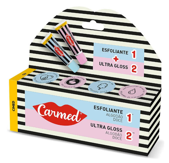 Carmed Sos Algodão Doce Esfoliante 10g + Ultra Gloss 10g