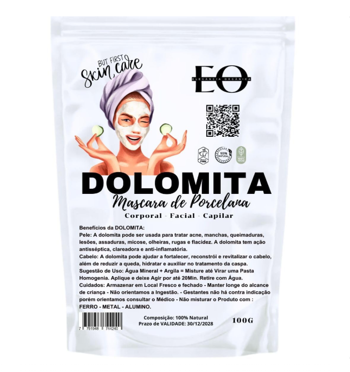 Dolomita Mascara Facial de Porcelana Natural 100% Pura 100gr. ✅PRONTA ENTREGA