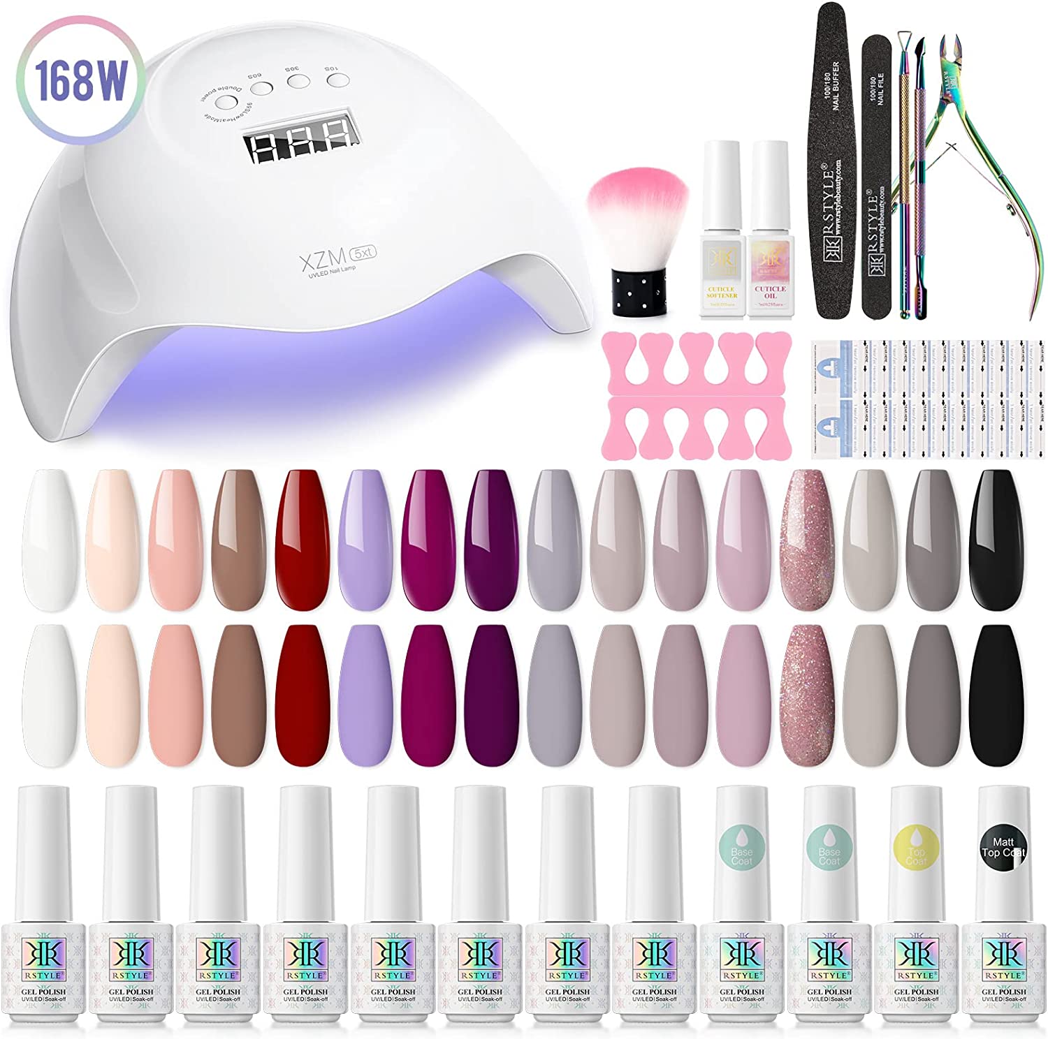 Kit Unhas em Gel 16 Cores Cinza Vermelho Quente + Catalisador + Acessórios