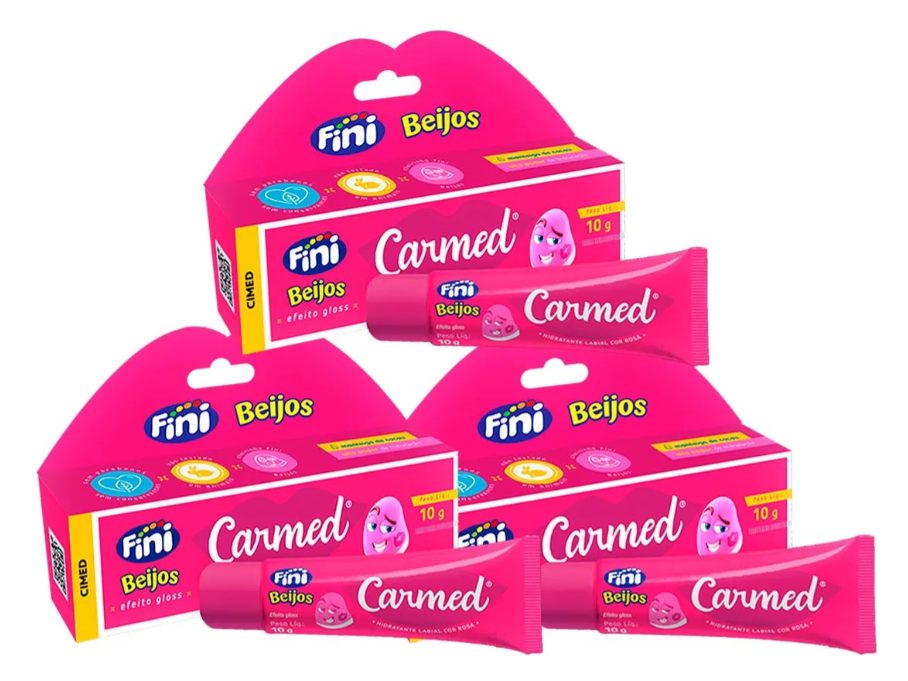 Kit 3 Unidades Hidratante Labial Carmed Fini Beijos Com Cor - ✅PRONTA ENTREGA