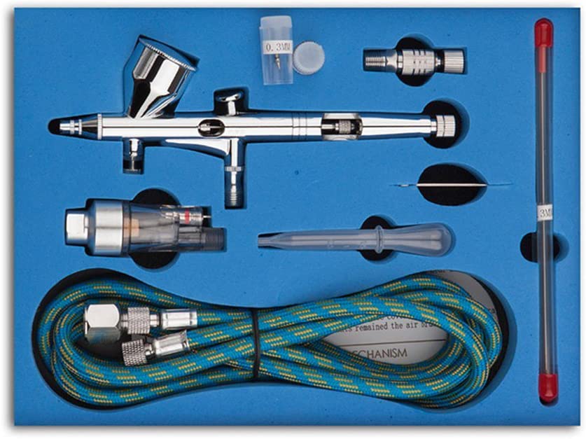 Conjunto Aerógrafo Dupla Ação 0,2 mm / 0,3 mm / 0,5 mm